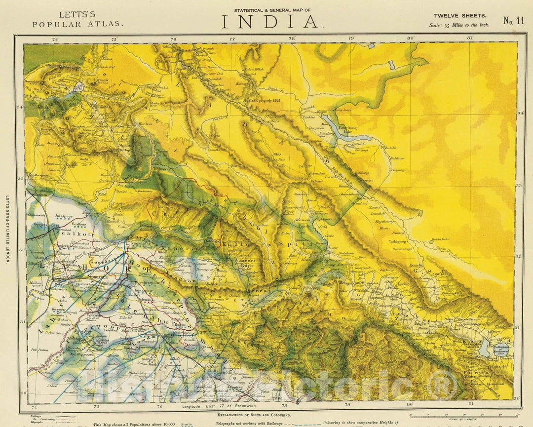 Historic Wall Map : 1883 India 11. - Vintage Wall Art