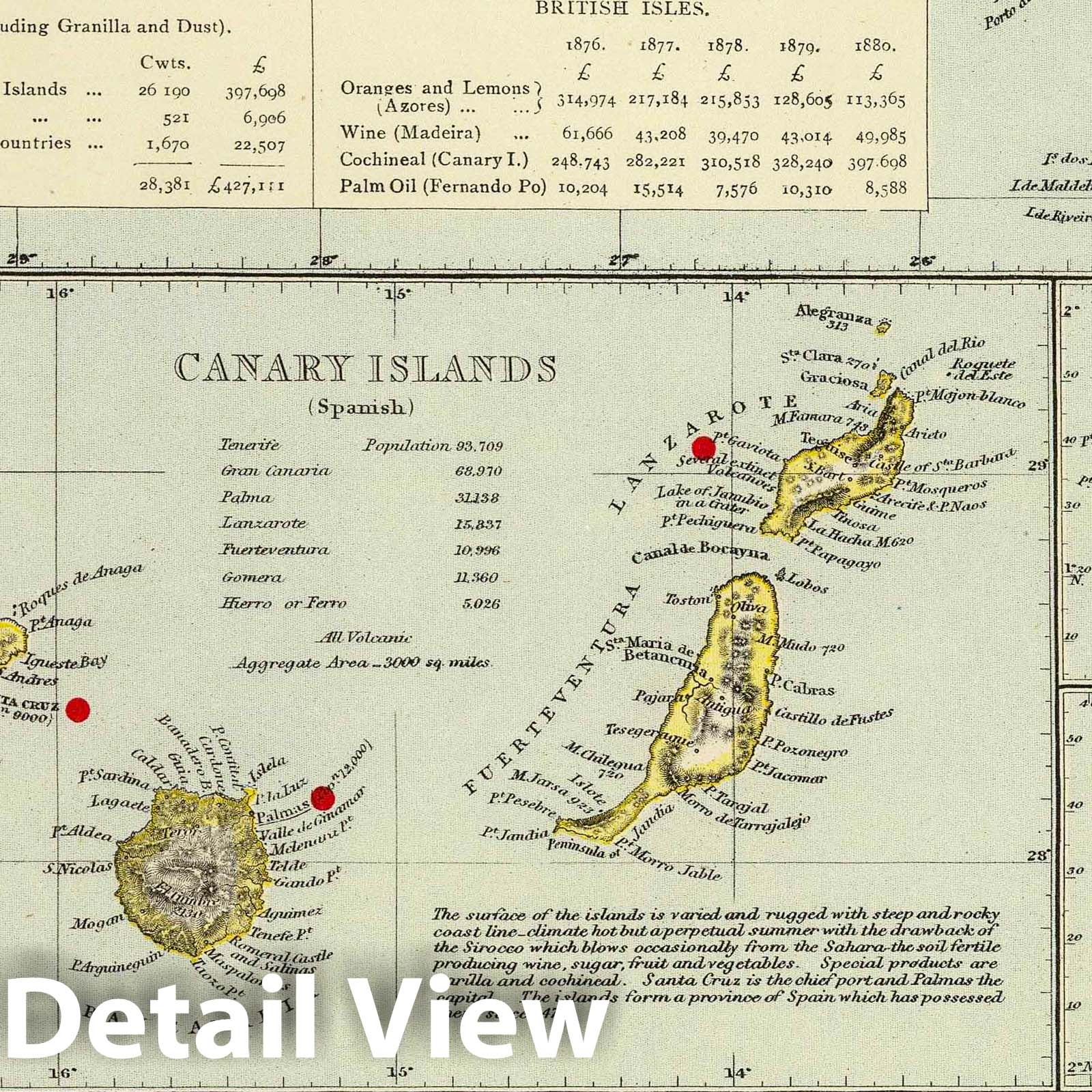 Atlantic Ocean Islands, 1883 - Historical Map Print