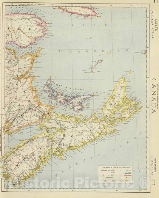 Historic Map : 1883 Canada 1. - Vintage Wall Art