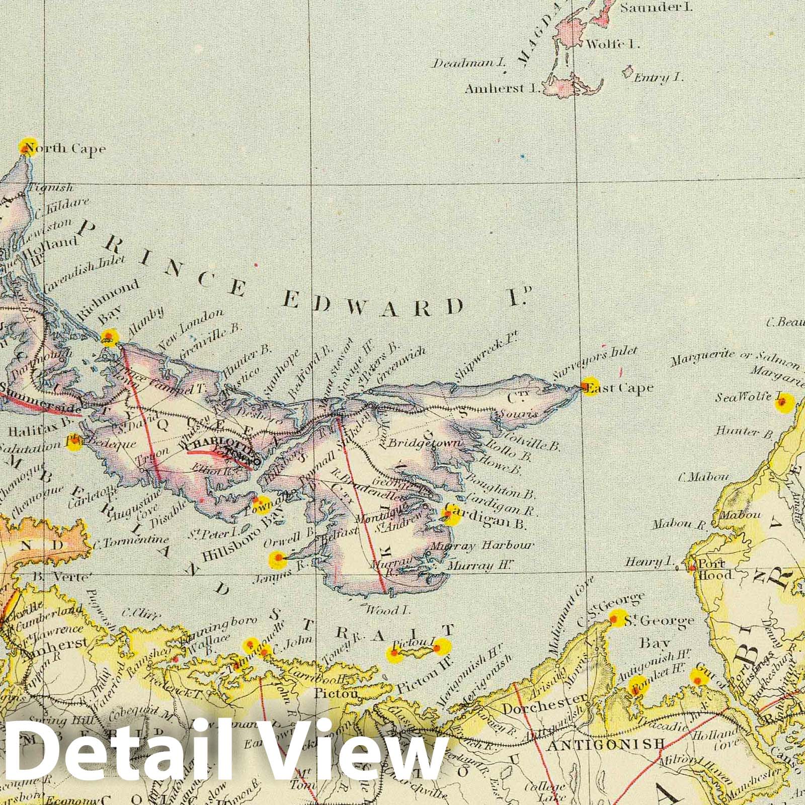 Nova Scotia, Prince Edward Island, New Brunswick, and Quebec - 1883 Historical Map Print
