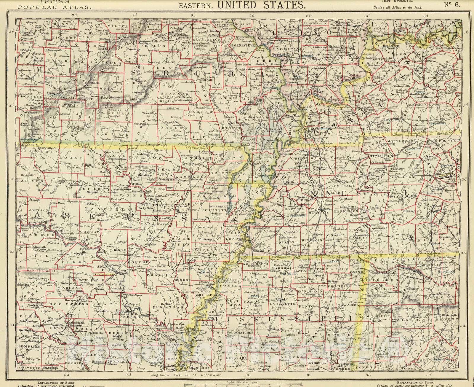 Historic Map : 1883 E. United States 6. - Vintage Wall Art