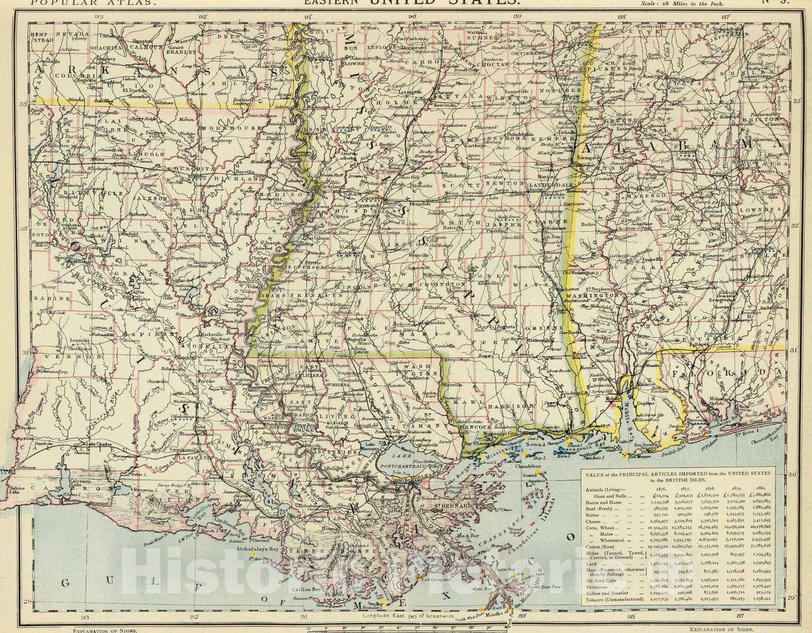 Historic Map : 1883 E. United States 9. - Vintage Wall Art