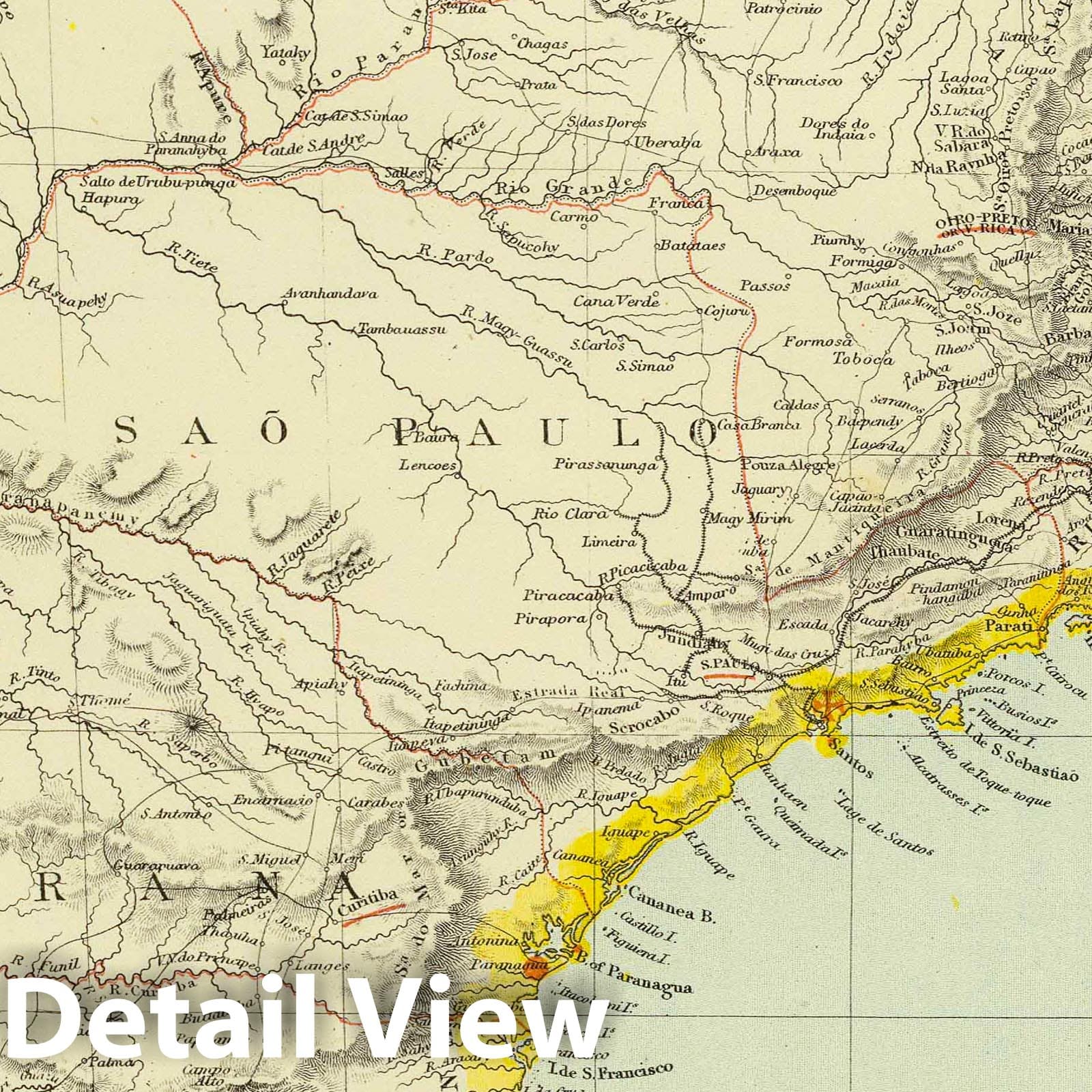 Brazil, Uruguay, Paraguay, and Argentina - Railroad Map, 1883
