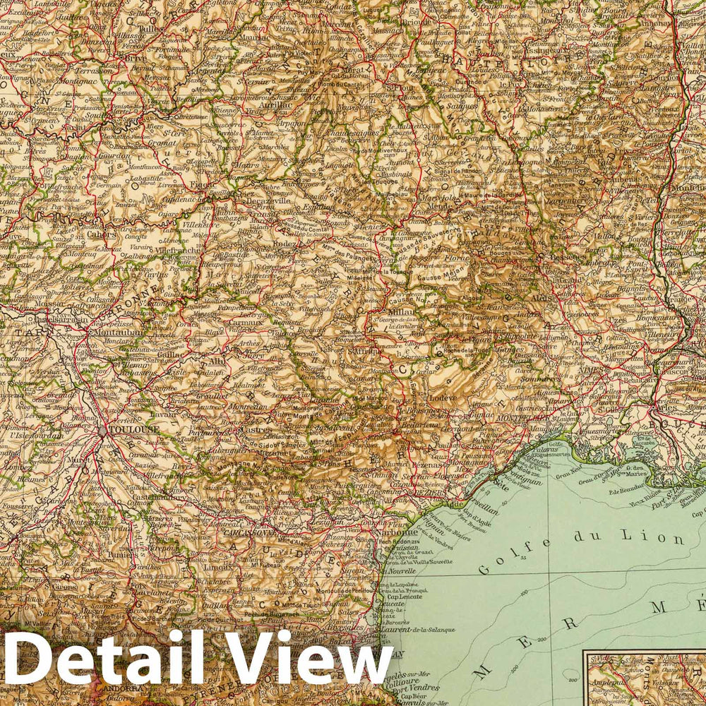 Historic Map : France, 1929 35-36. Francia sud. , Vintage Wall Art