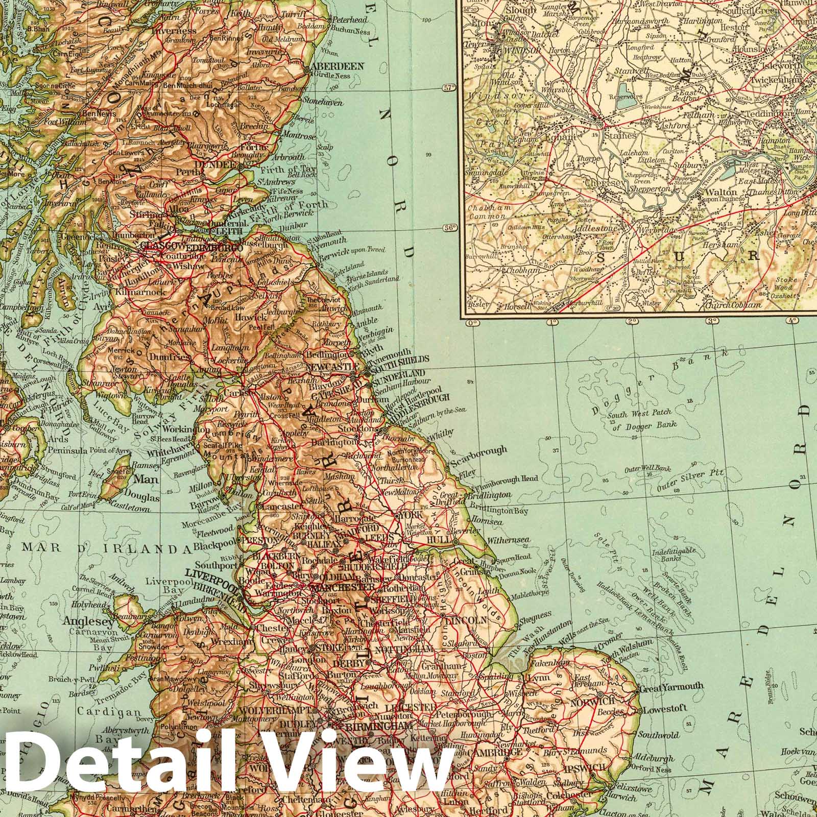 Great Britain with Insets of London, Plymouth, Edinburgh, Liverpool, and Channel Islands, 1929 - Historical Map Print