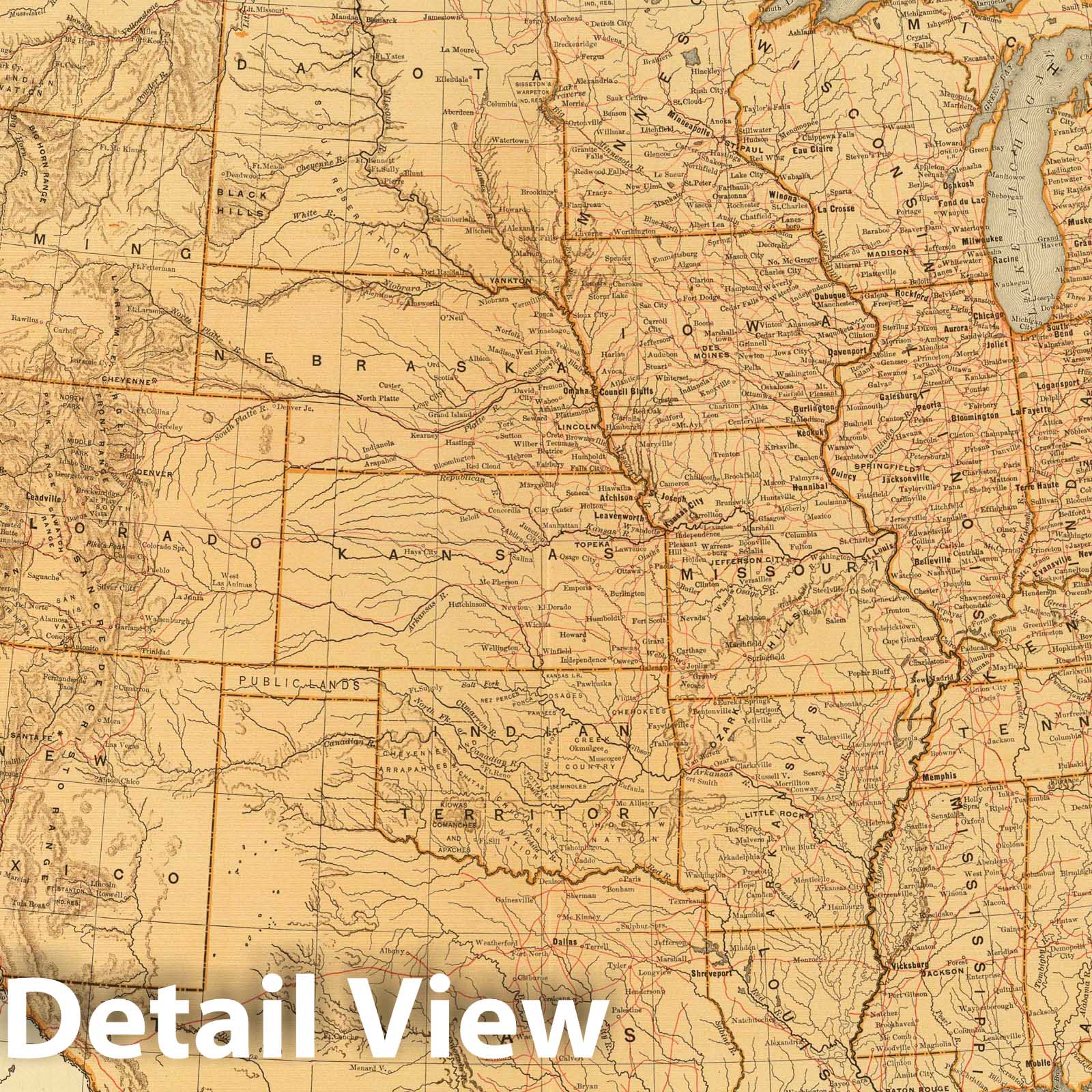 United States - Topographical Features, 1883 - Historical Map Print
