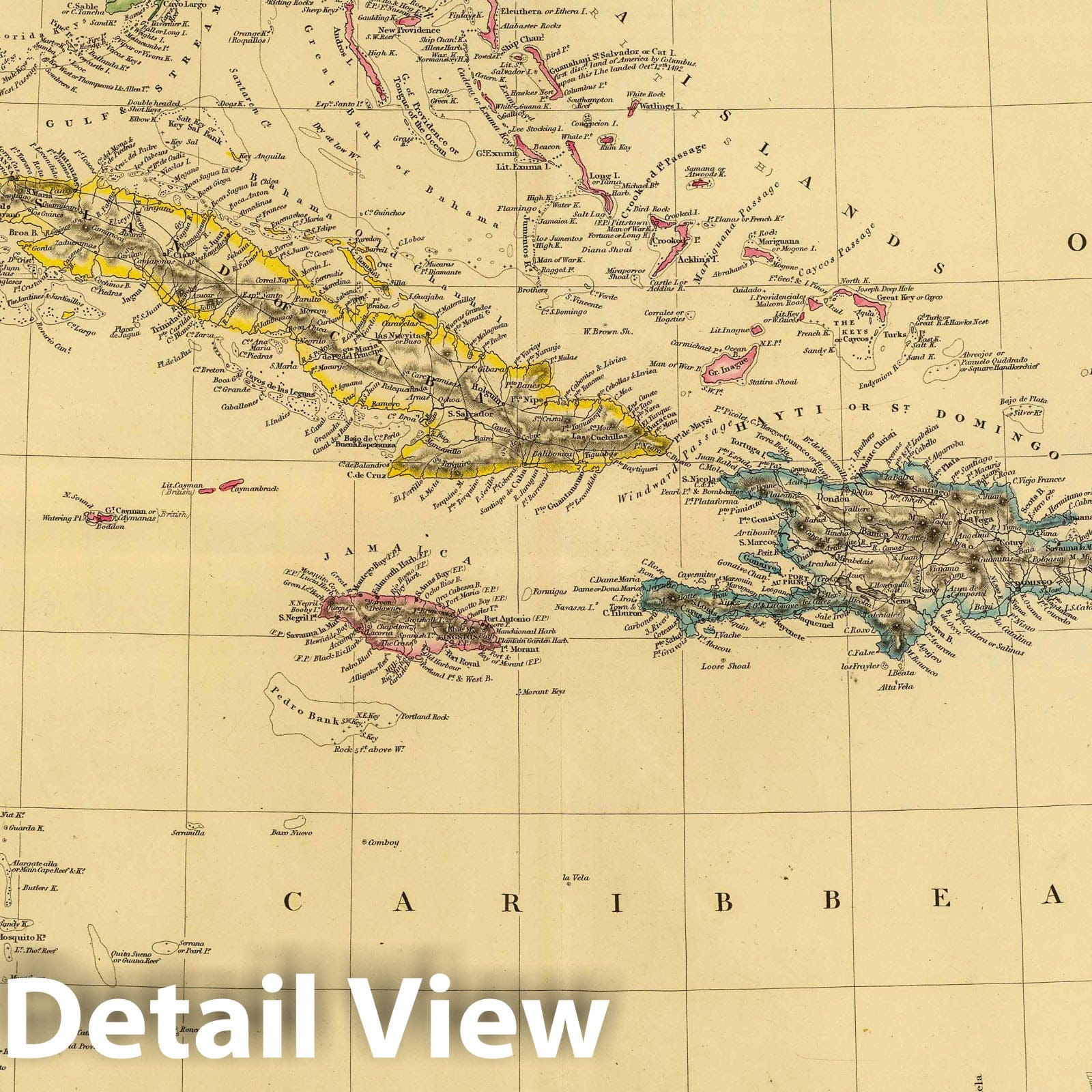 West Indies - Boundary Map, 1832 - Historical Map Print