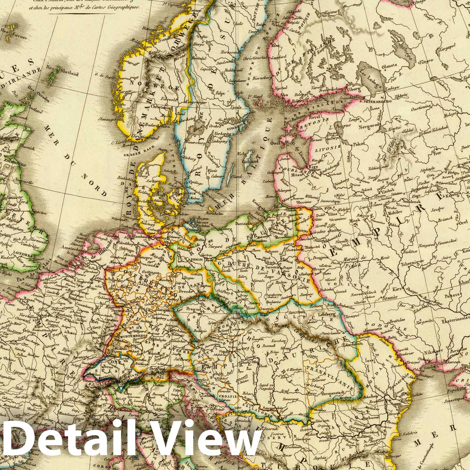 Europe, Confederation of the Rhine, and Egypt, 1826 - Historical Map Print