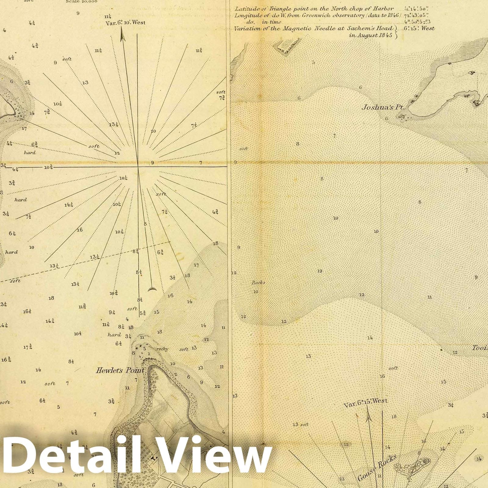 Hart and City Island, Sachem's Head Harbor - 1851 U.S. Coast Survey Nautical Chart