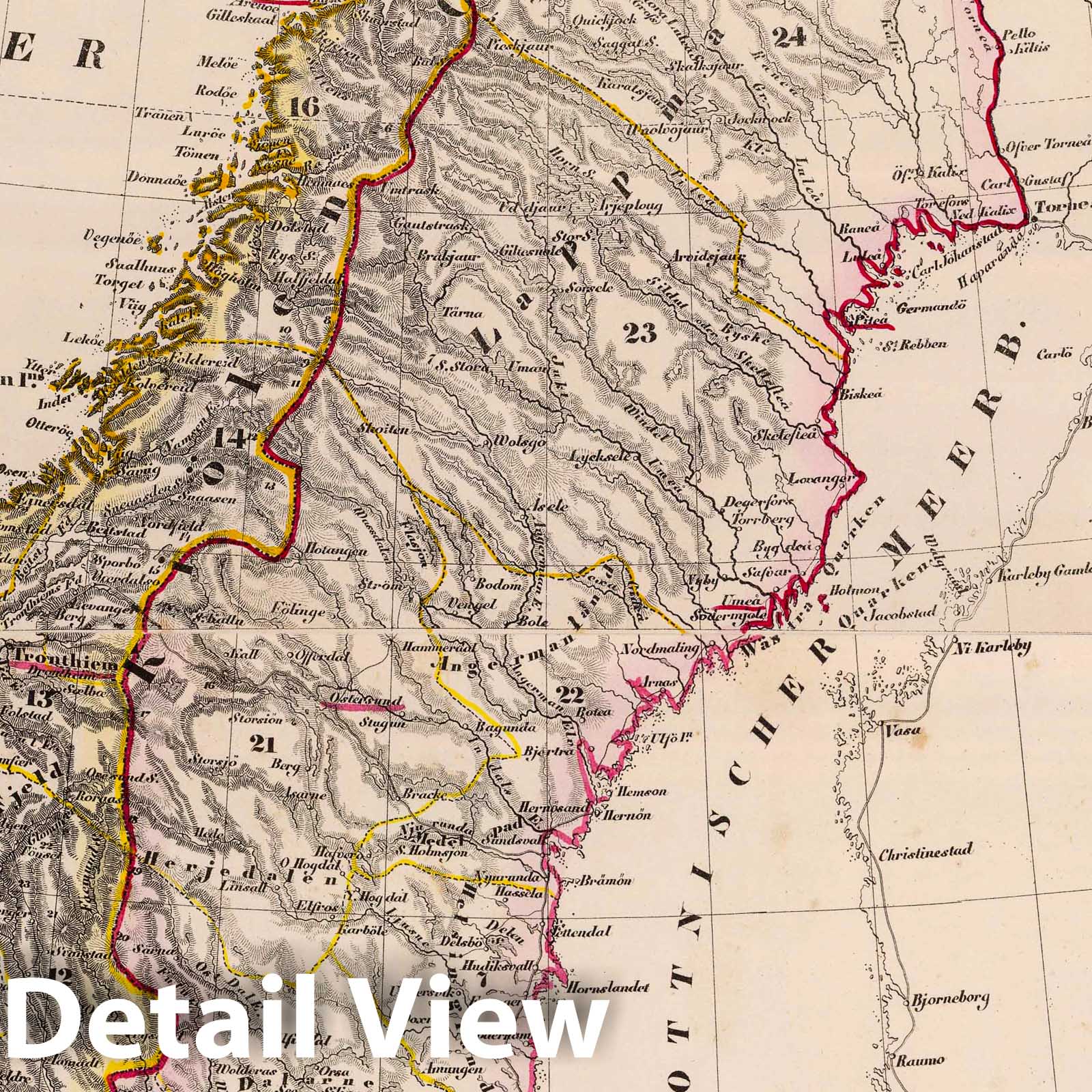 Sweden and Norway, 1855 - Historical Map Print