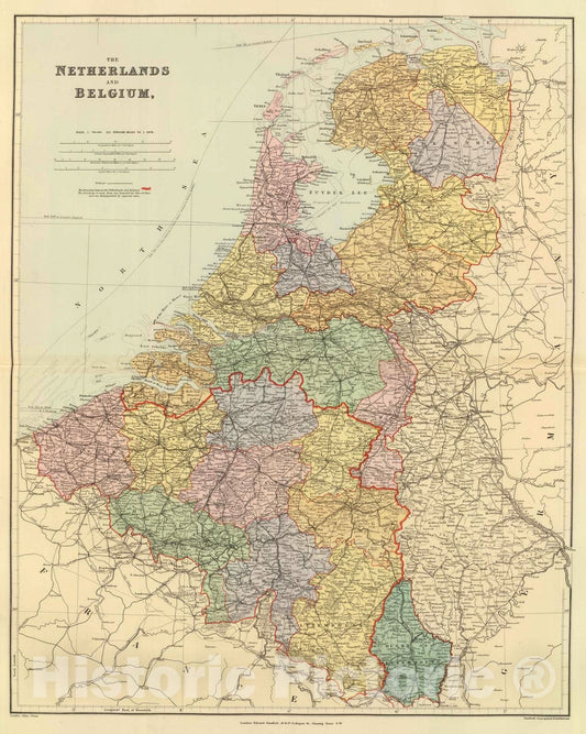 Historic Map : 1901 Netherlands, Belgium. - Vintage Wall Art