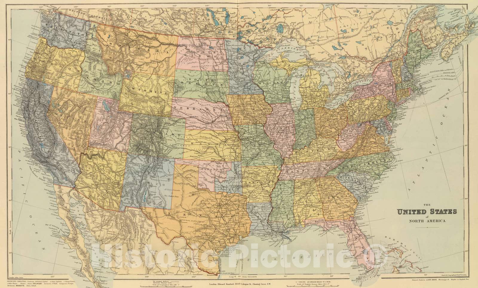 Historic Map : 1901 United States. v2 - Vintage Wall Art