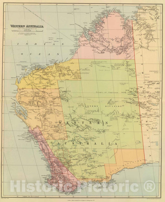Historic Map : 1901 Western Australia. - Vintage Wall Art