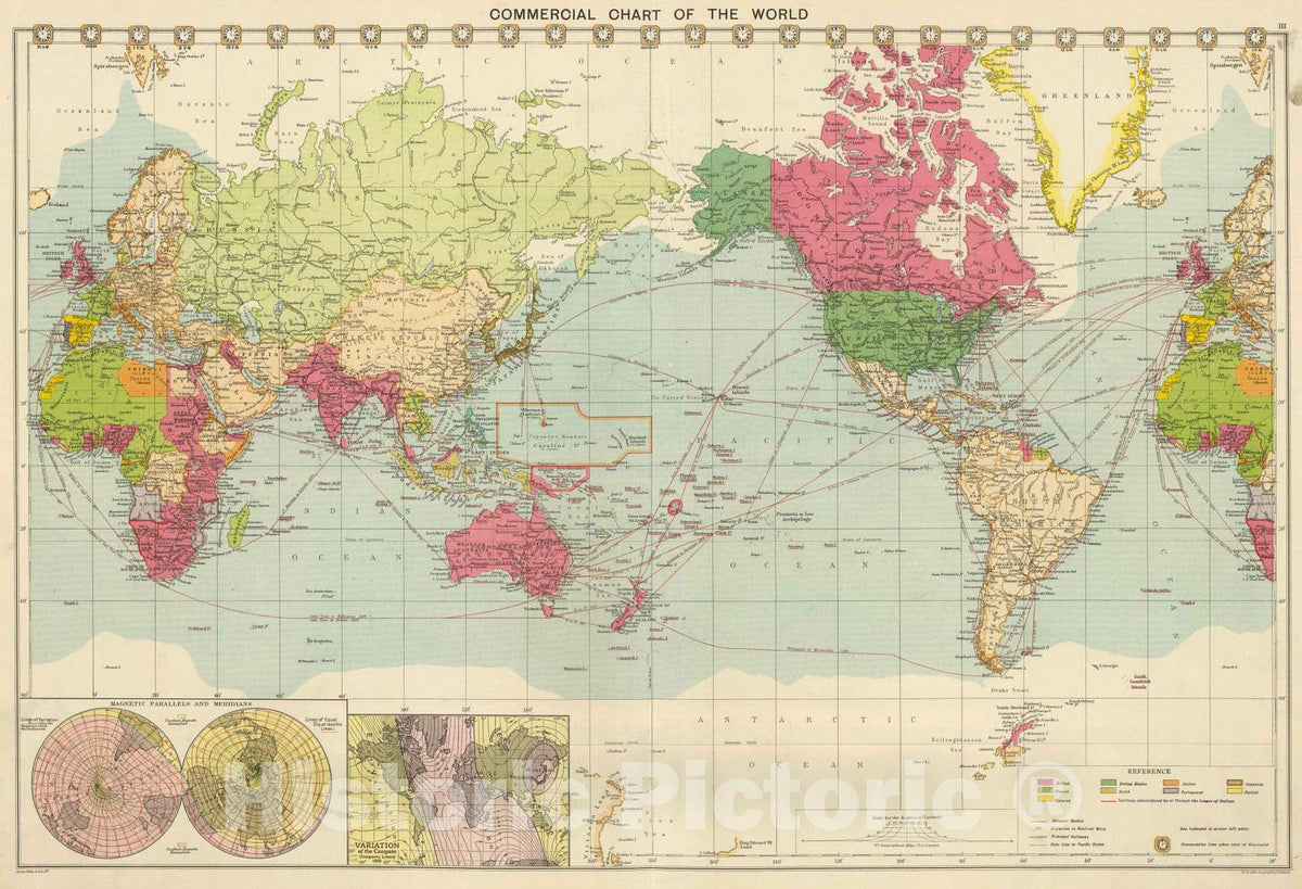 Historic Map : 1922 Commercial Chart, World. - Vintage Wall Art