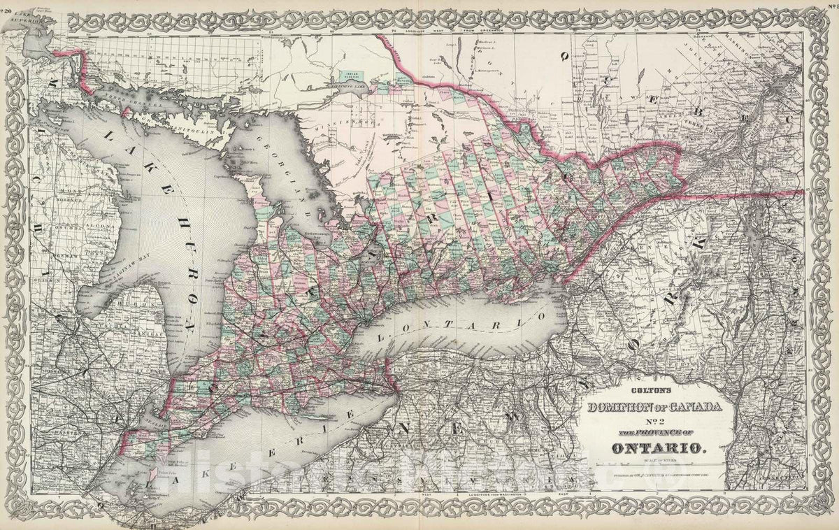 Historic Map : 1874 Canada. Ontario. - Vintage Wall Art
