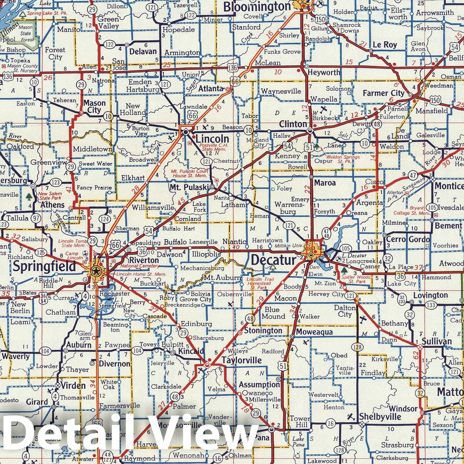 Historic Map - National Atlas - 1956 Shell Highway Map of Illinois. - Vintage Wall Art