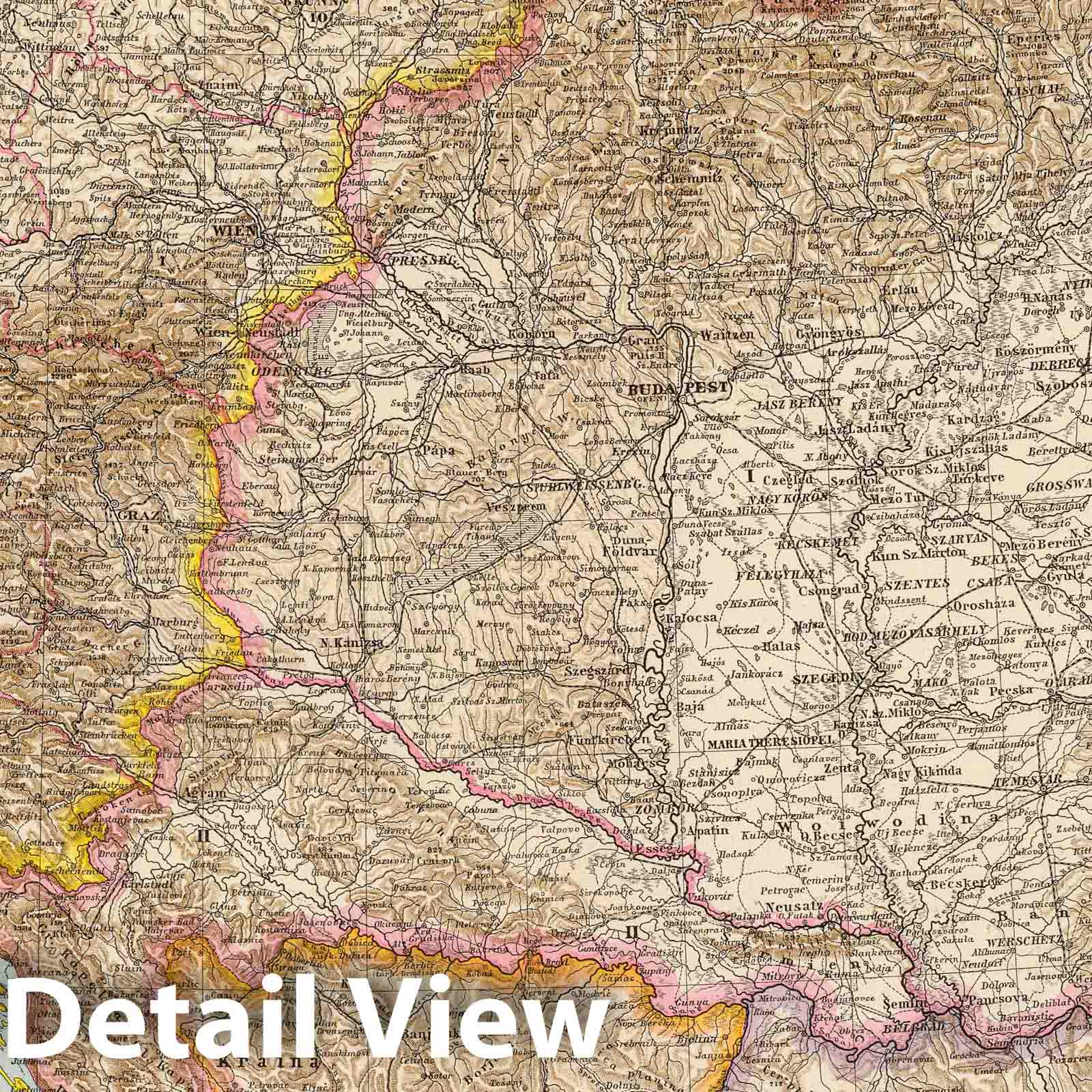 Austria-Hungary - Railroad Map, 1881 - Historical Map Print