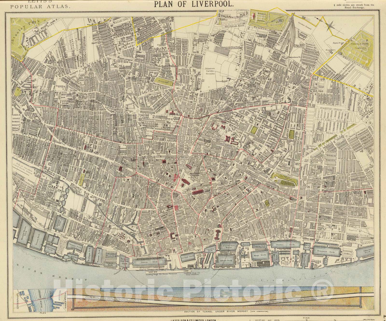 Historic Map : 1883 Liverpool. - Vintage Wall Art