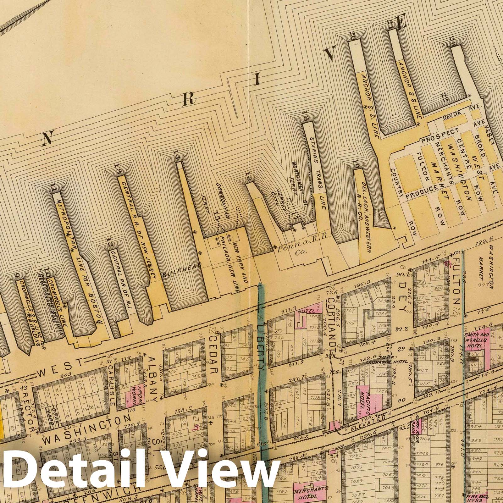 Ward 3 and Part of Ward 1, New York City - Railroad Map, 1879