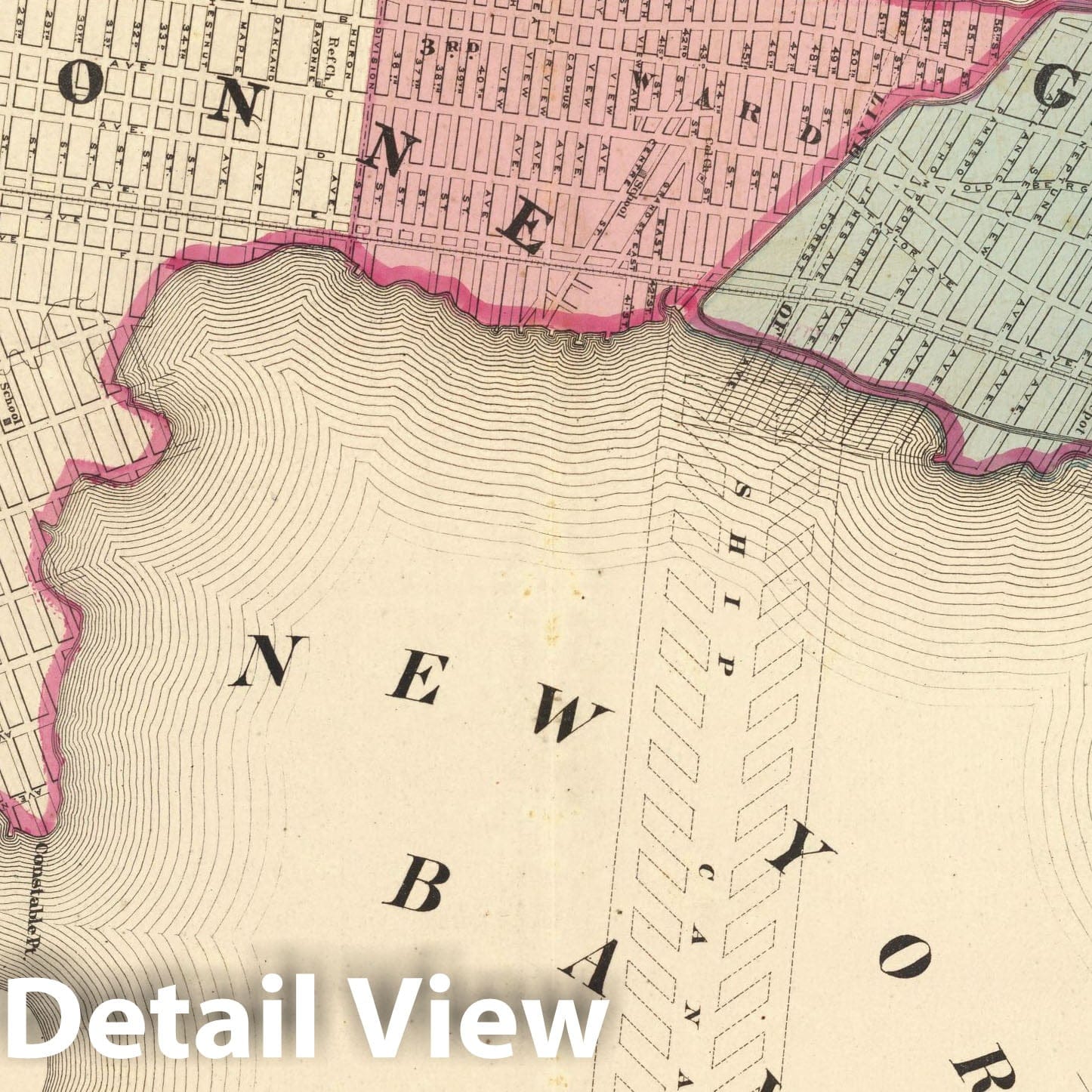 Bayonne and Greenville, New Jersey - Railroad Map, 1872