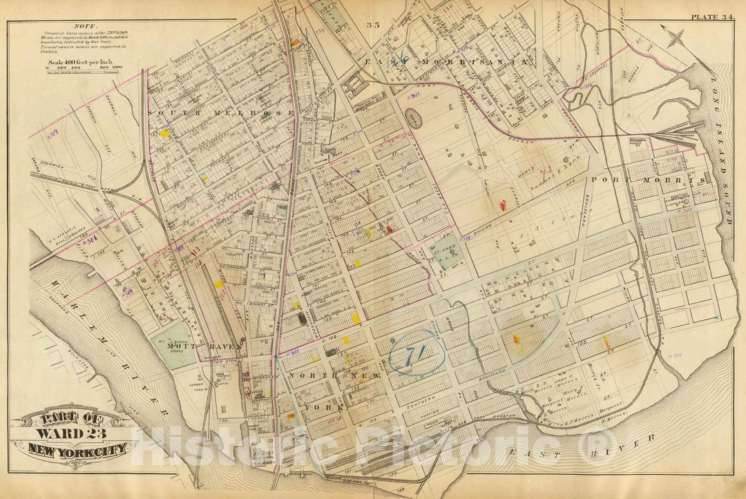 Historic Map : City Atlas - 1879 34. Ward 23. - Vintage Wall Art