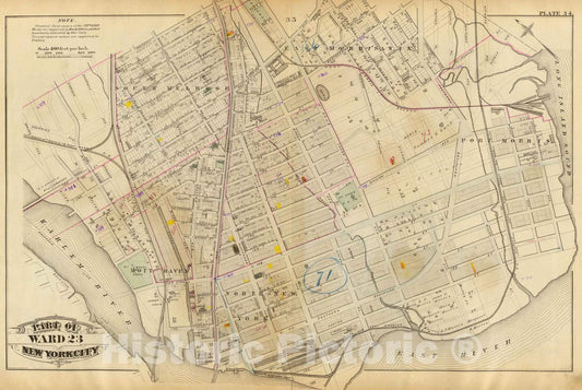 Historic Map : City Atlas - 1879 34. Ward 23. - Vintage Wall Art
