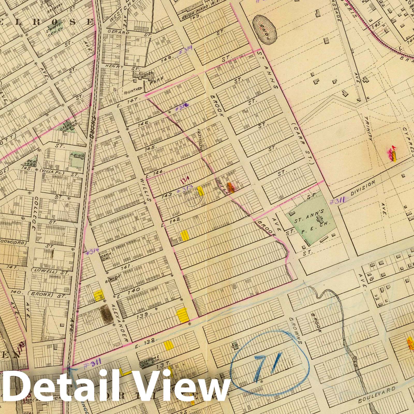 Ward 23, New York City - Railroad Map, 1879 - Historical Map Print