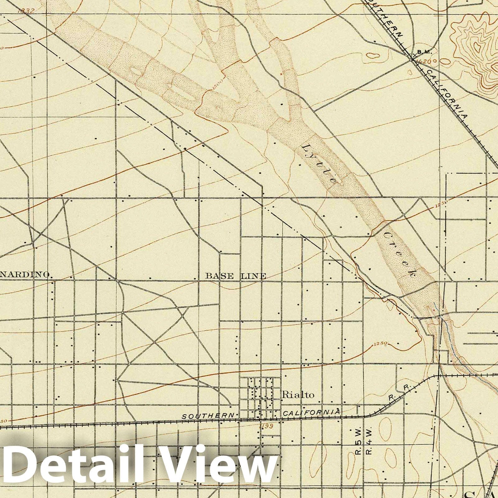 San Bernardino, California - San Andreas Rift, 1908 Topographic Map