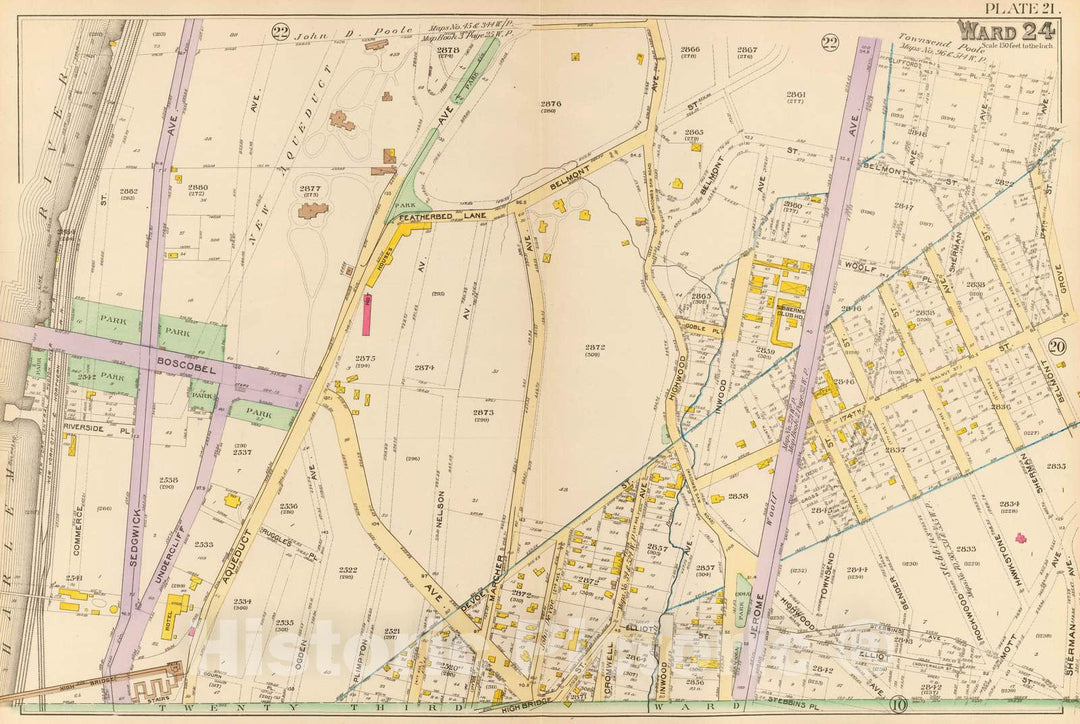 Historic Map : City Atlas - 1893 21, Ward 24. - Vintage Wall Art