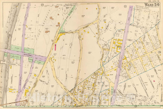 Historic Map : City Atlas - 1893 21, Ward 24. - Vintage Wall Art