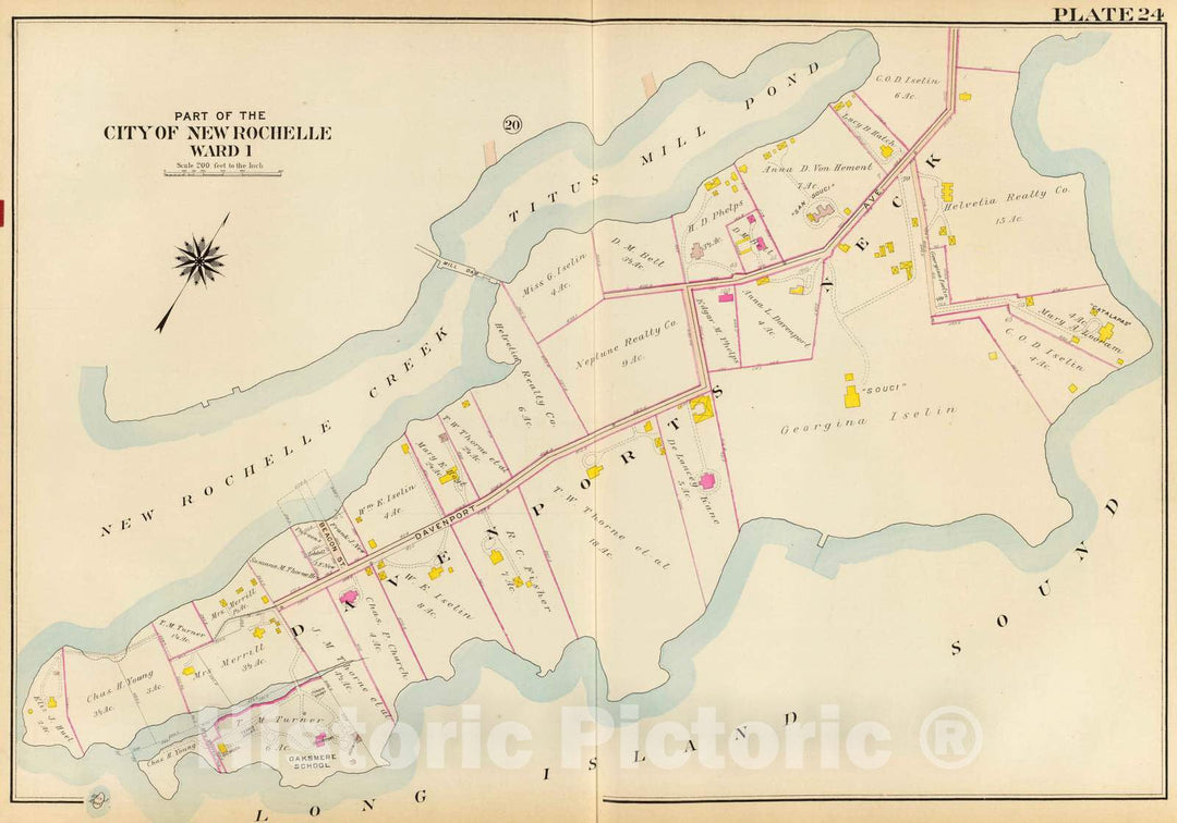 Historic Map : 1910 New Rochelle Ward 1. - Vintage Wall Art