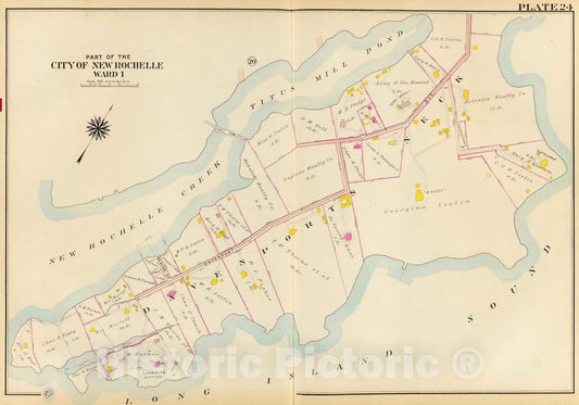 Historic Map : 1910 New Rochelle Ward 1. - Vintage Wall Art