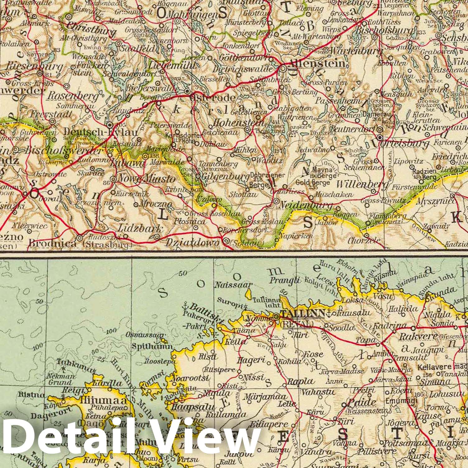 Historic Map : Estonia; Latvia, Baltic States 1929 58. Prussia orientale, Stati Baltici. , Vintage Wall Art