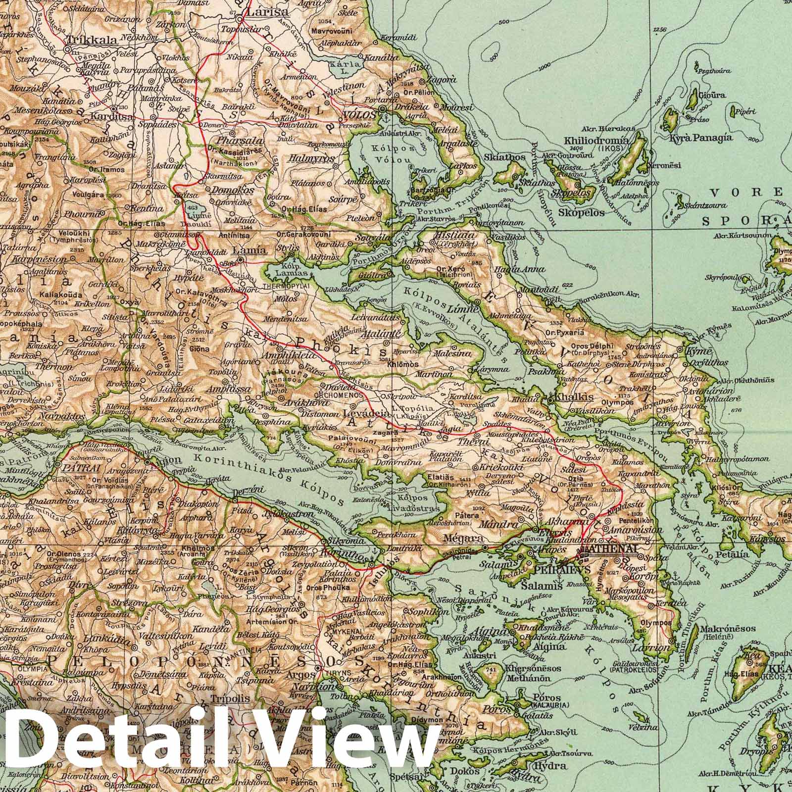 Greece 1929 Historical Map Print - Touring Club Italiano Atlas