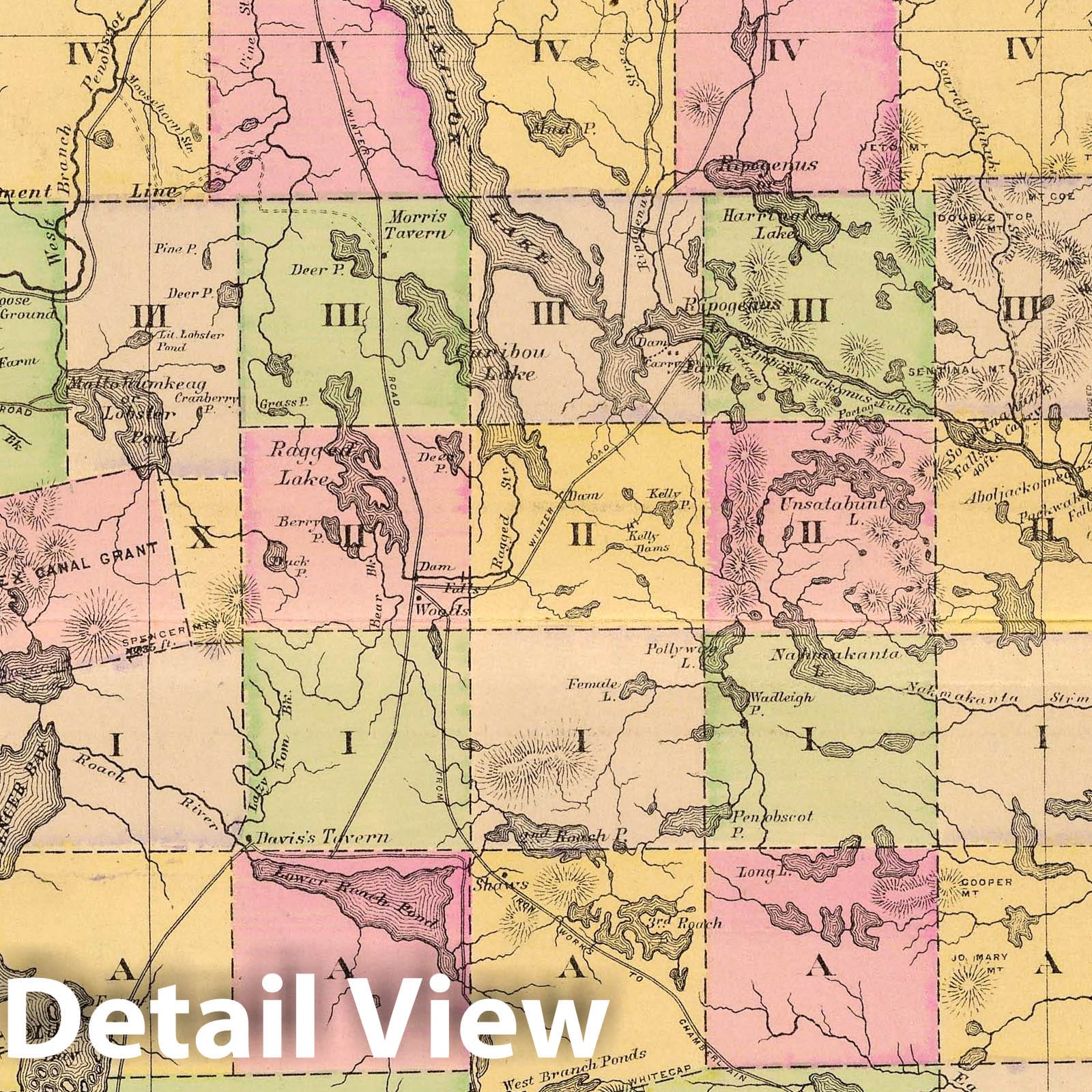 Piscataquis County, Maine - Road Map, 1885 - Historical Map Print