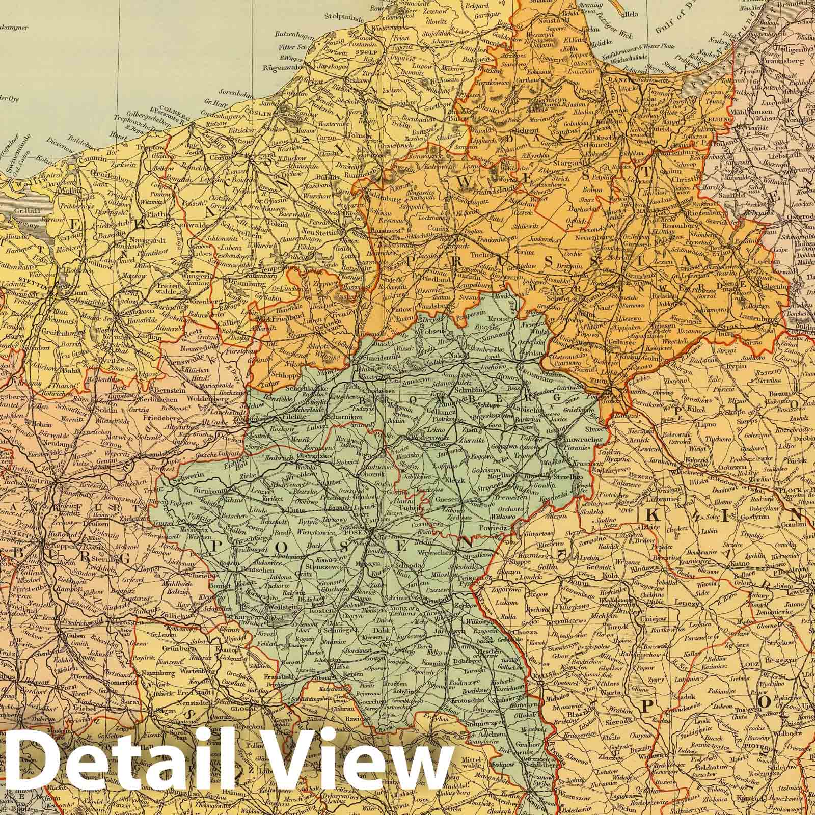 German Empire (Eastern Part) and Poland - Railroad Map, 1901 - Stanford's Atlas