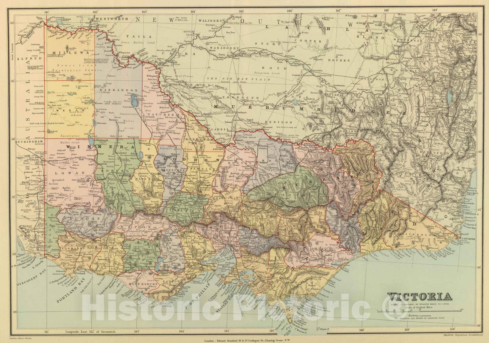 Historic Map : 1901 Victoria. v2 - Vintage Wall Art