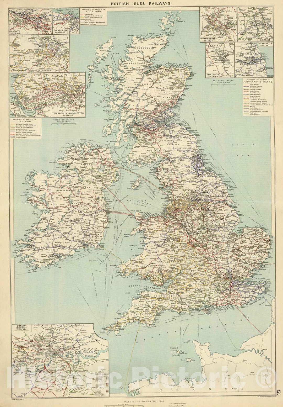Historic Map : 1922 British Isles Railways. - Vintage Wall Art