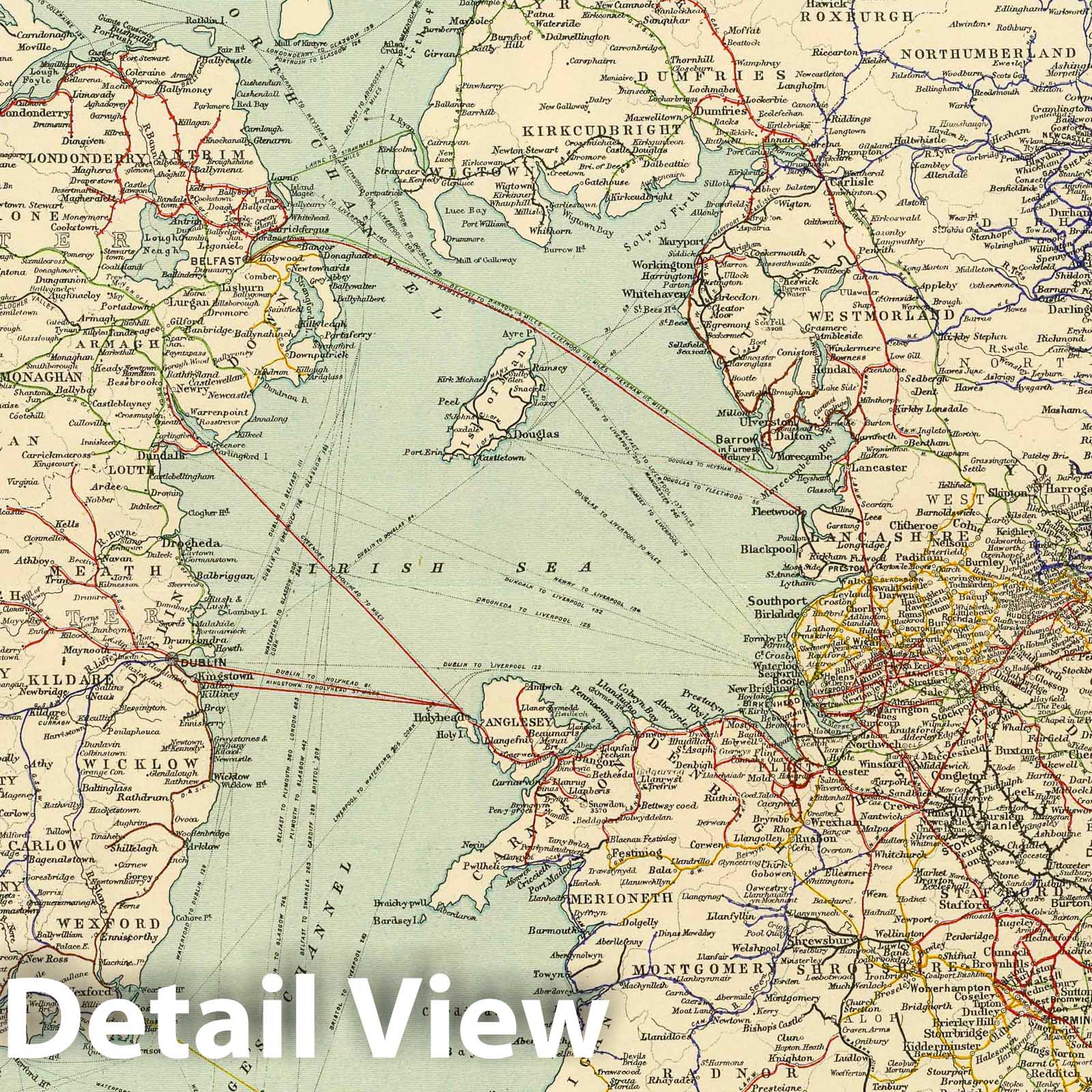 British Isles - Railroad Map, 1922 - Historical Map Print