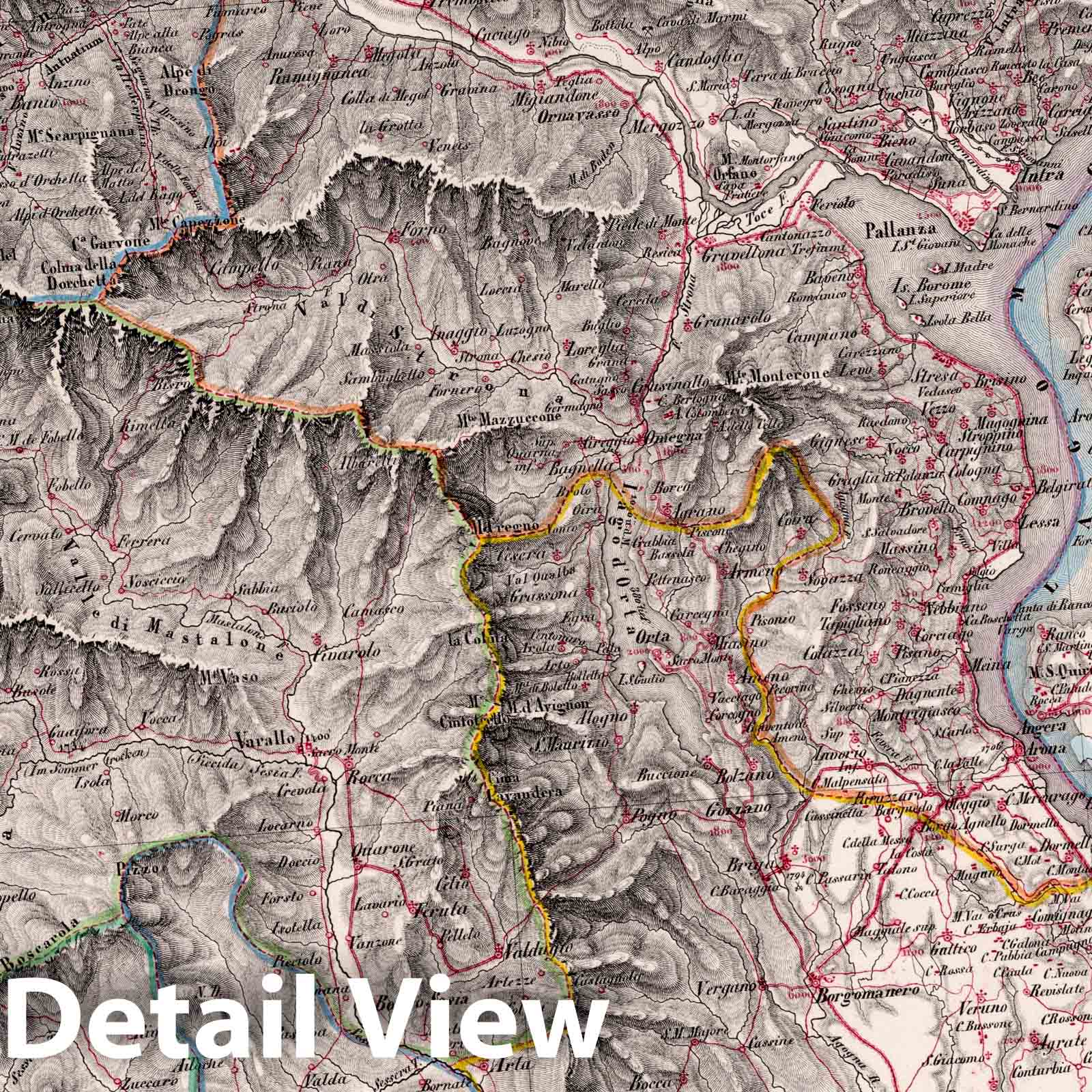 Biella - Road Map, 1835 - Historical Map Reproduction