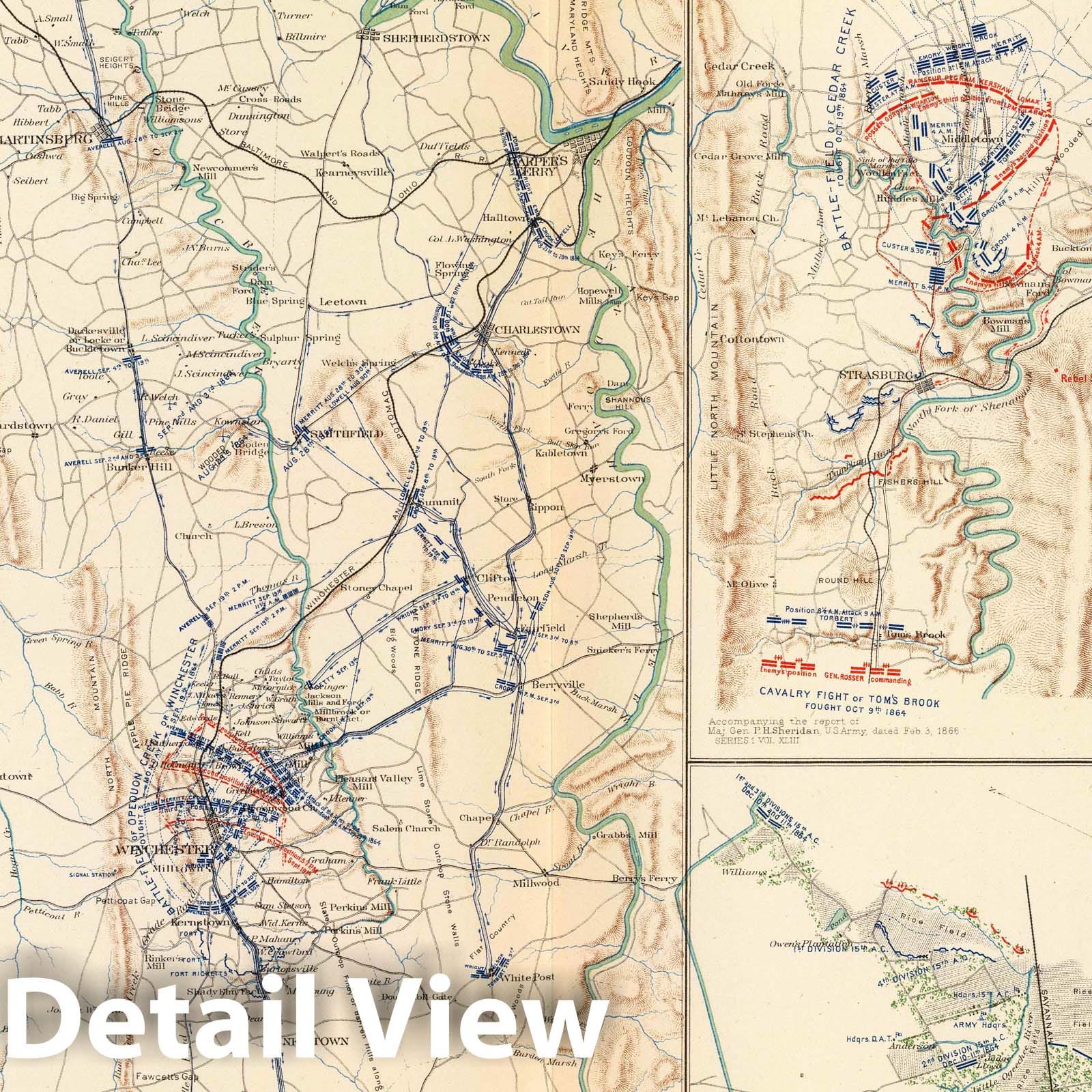 Civil War: Savannah, Cedar Creek, Savannah - Military Map, 1895