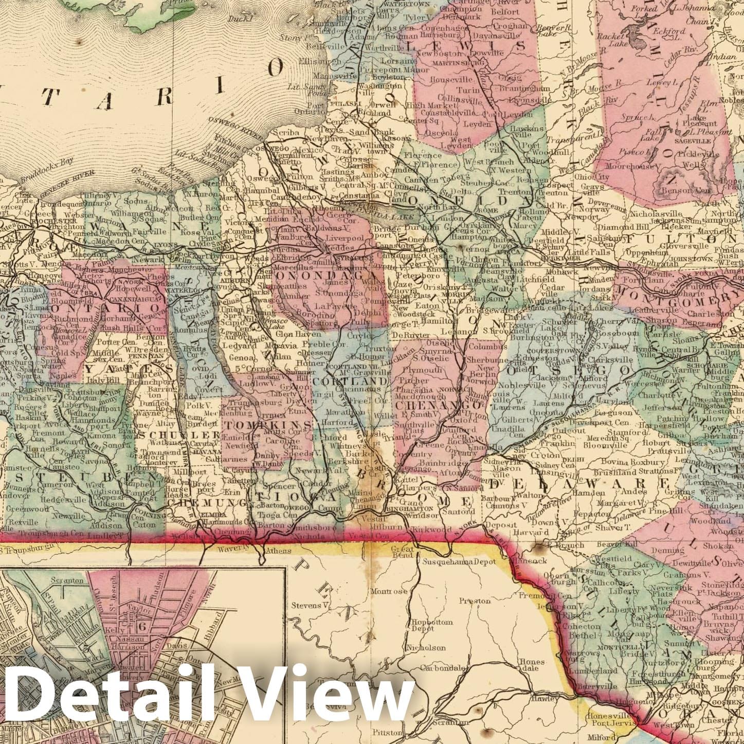 Historic Map : 1870 New York (State) - Vintage Wall Art