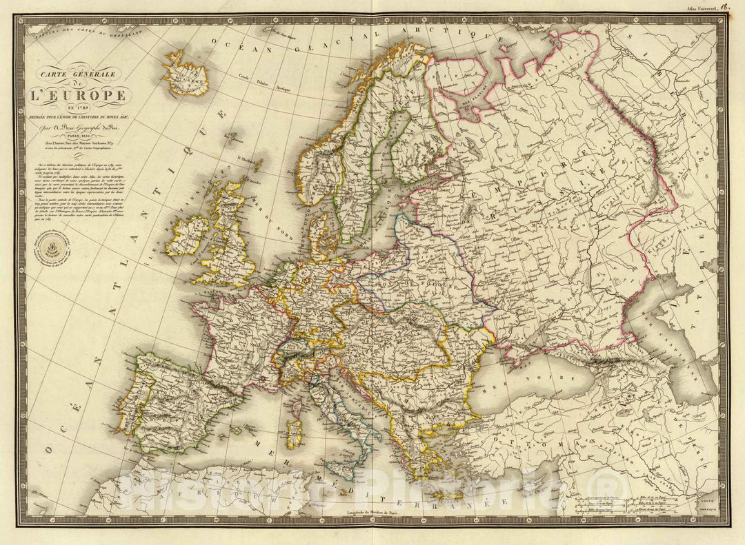 Historic Map : 1826 Europe en 1789. - Vintage Wall Art