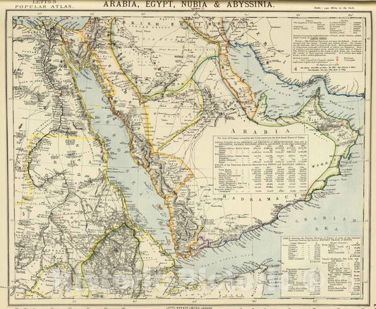 Historic Map - World Atlas - 1883 Arabia, Egypt, Nubia, Abyssinia. - Vintage Wall Art