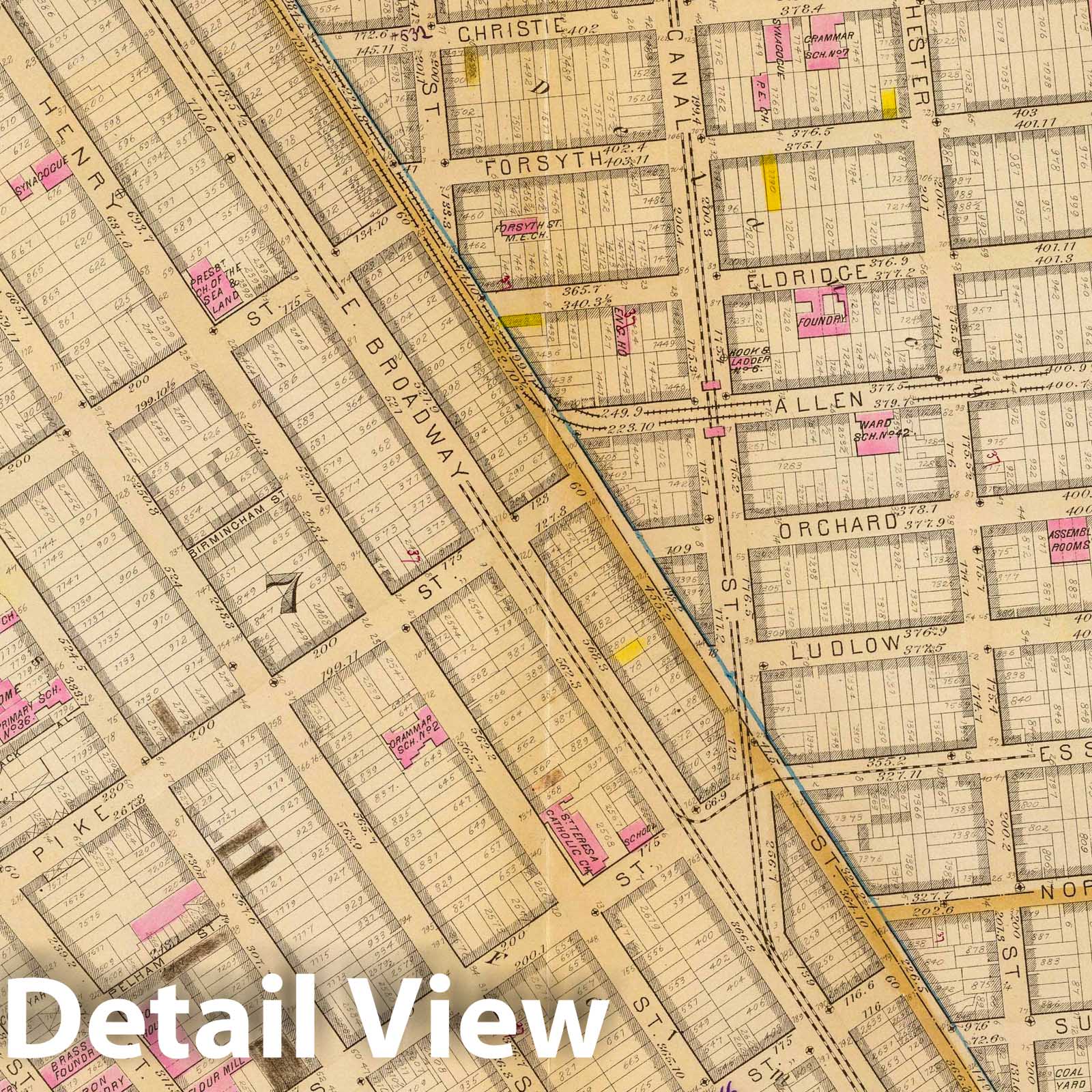 New York City, Wards 10, 4, 7, 13 - Railroad Map, 1879
