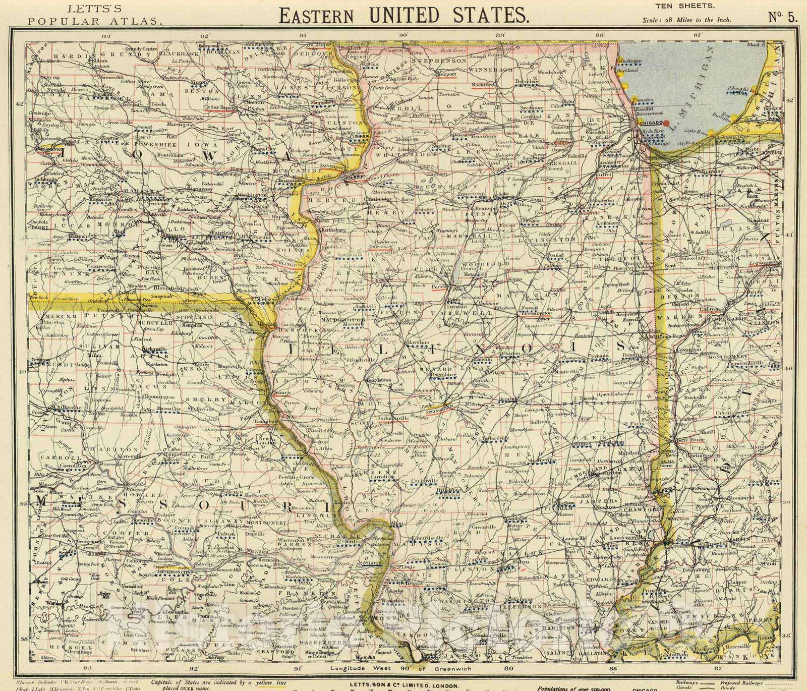Historic Map : 1883 E. United States 5. - Vintage Wall Art