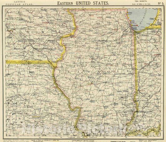 Historic Map : 1883 E. United States 5. - Vintage Wall Art