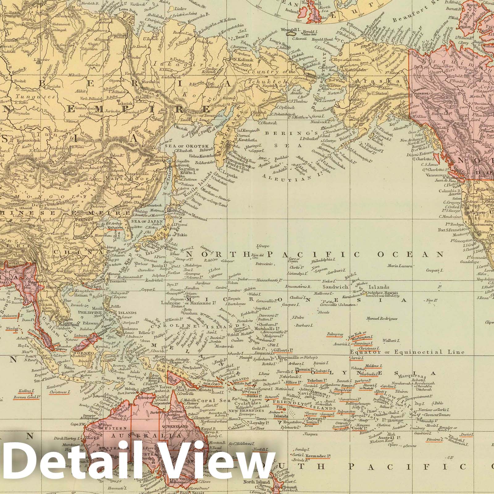World on Mercator's Projection showing British Possessions - 1901 Historical Map Print