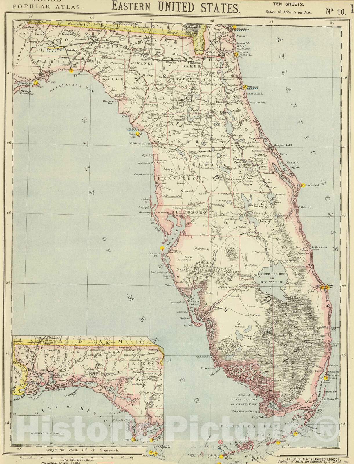 Historic Map : 1883 E. United States 10. - Vintage Wall Art