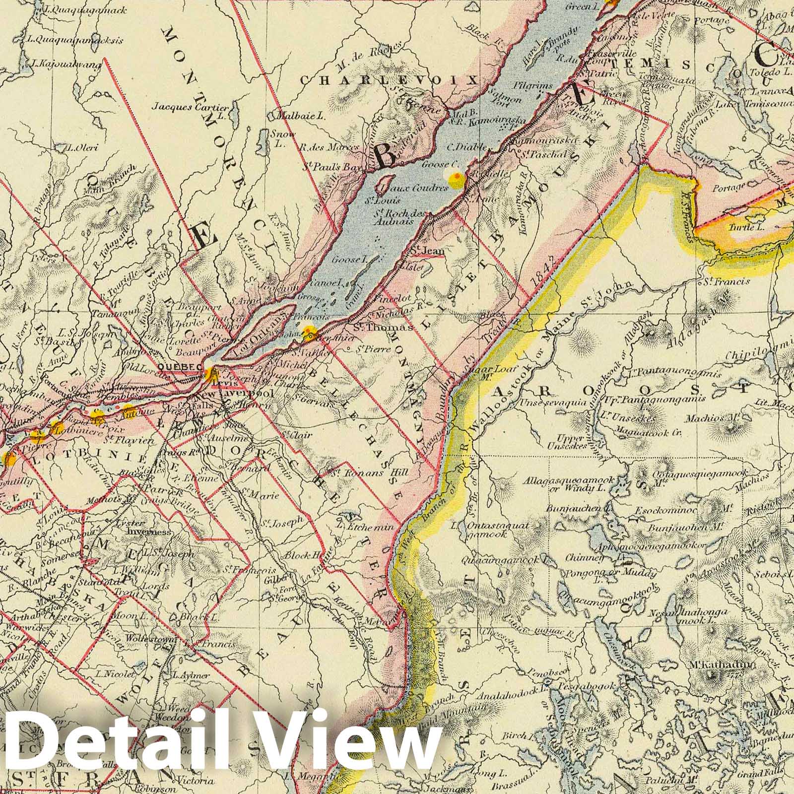Quebec, New Brunswick, and Northeastern United States - 1883 Historical Map Print